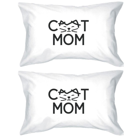 Cat Mom White Standard Size Pillow Case Cute Gifts For Cat Loversidx 3PJPC035