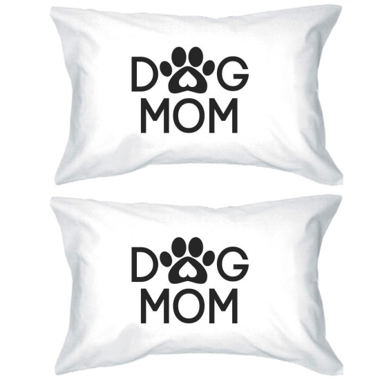 Dog Mom White Cotton Pillowcase Unique Gift Ideas For Dog Loversidx 3PJPC034
