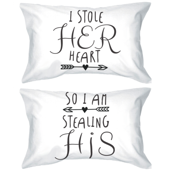 His and Hers Couple Matching Pillowcases Stealing Hearts Pillow Coversidx 3PPC026