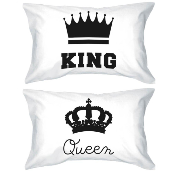 His and Hers Pillowcases King and Queen Crown Matching Couple Pillow Coversidx 3PPC028