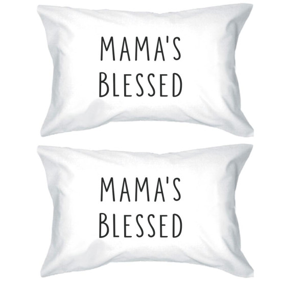 Mama s Blessed White Simple Design Cotton Pillow Case For Momsidx 3PJPC041